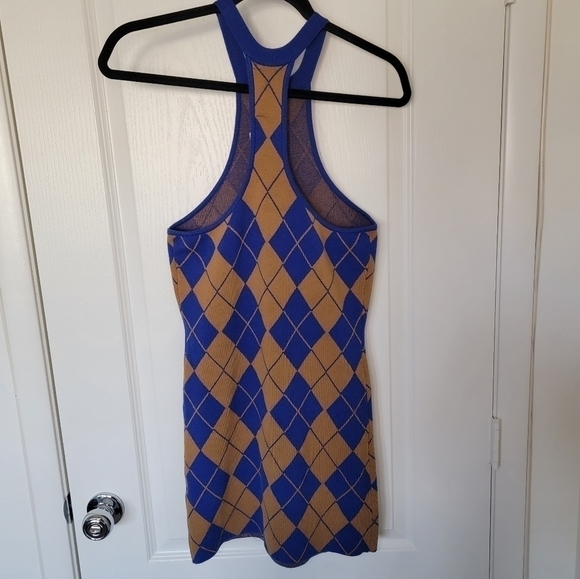 Urban Outfitters Charlie Argyle Knit Mini Dress Sz Small - Picture 6 of 7